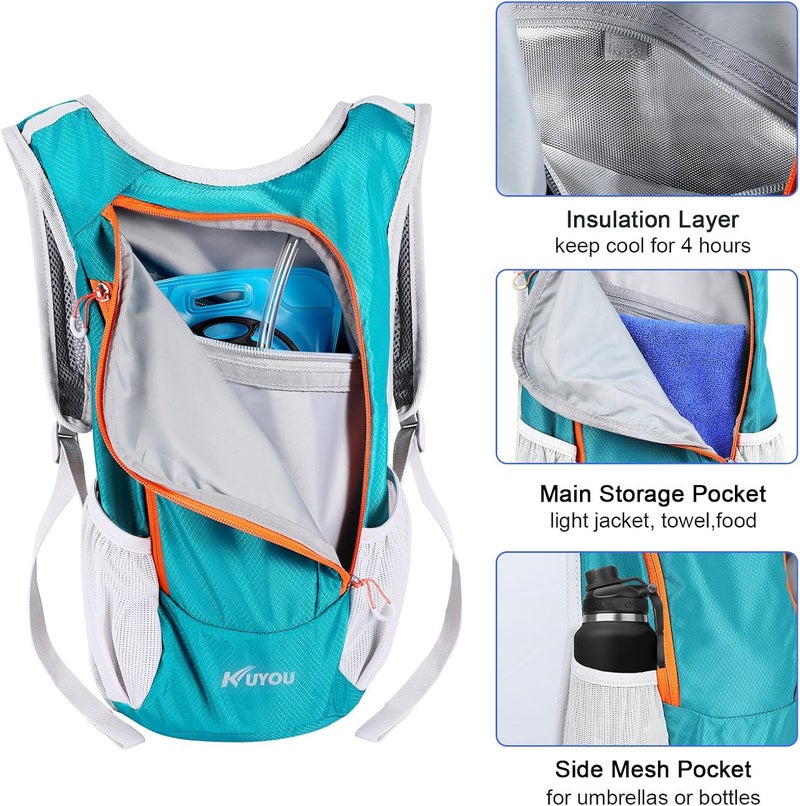 KUYOU Running Hydration Vest - Lightweight Insulated Hydration Backpack with 2L Water Bladder, Adjustable Chest Straps and Reflective Water Backpack for Trail Running Marathon Race Hiking Cycling - Image 2